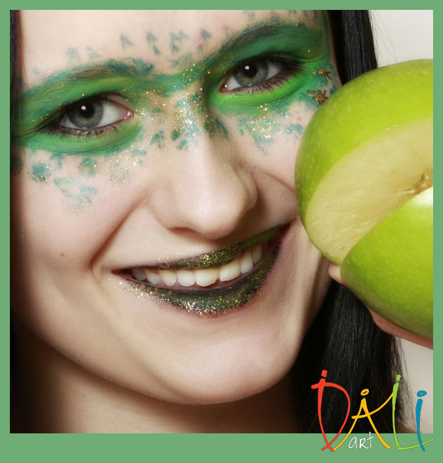 Facepainting foto zelené jablko